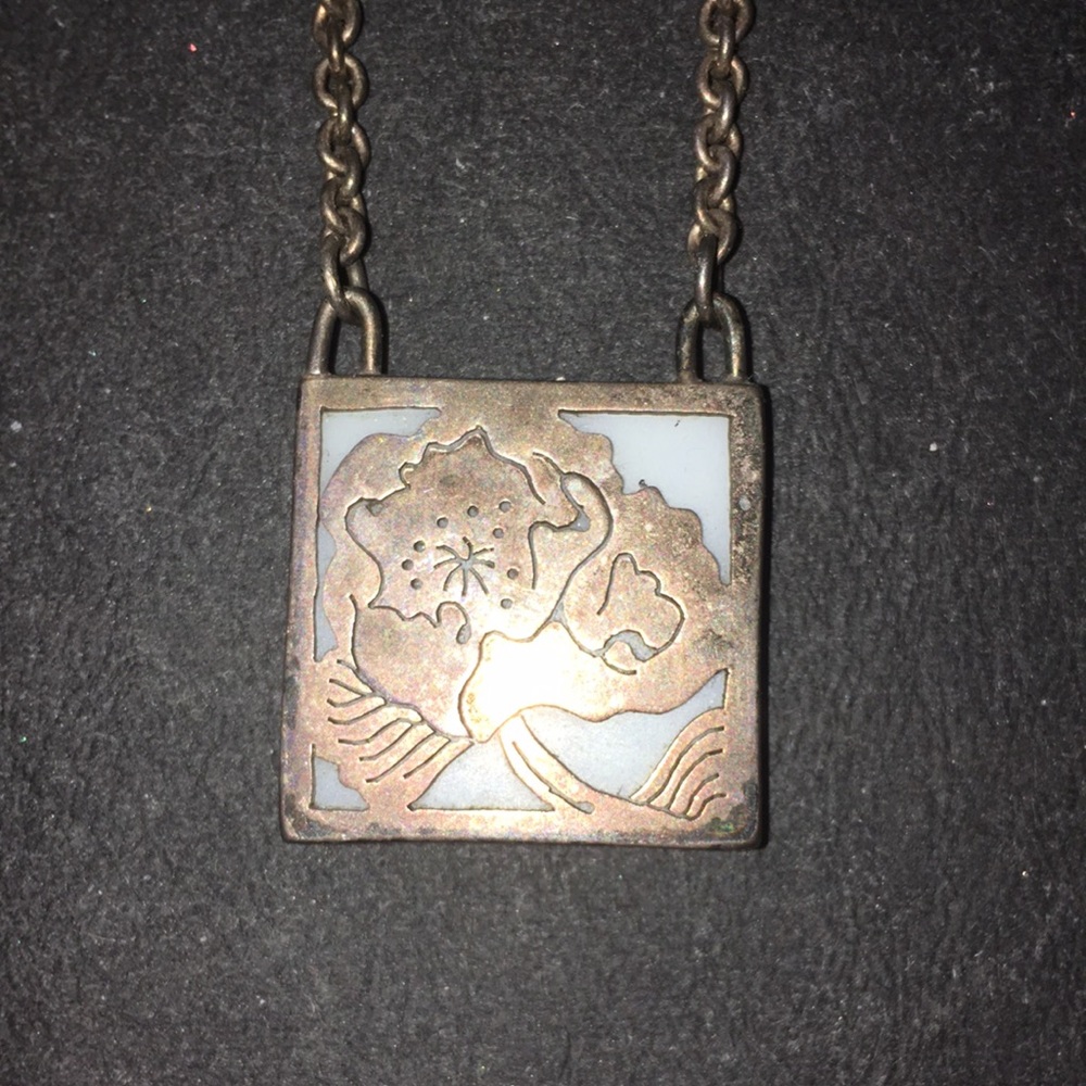 Silver Peony necklace